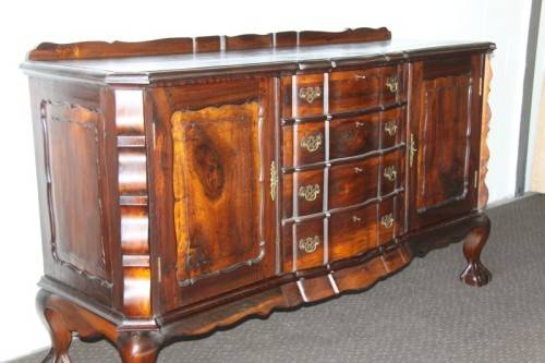 A superb large solid stinkwood ball & claw double-cupboard 4-drawer dining buffet side server - WOW!
