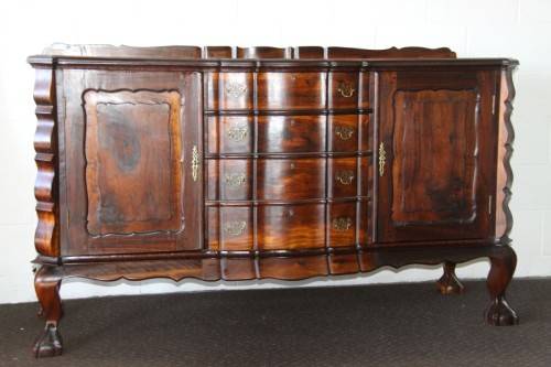 A superb large solid stinkwood ball & claw double-cupboard 4-drawer dining buffet side server - WOW!