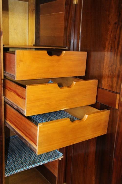 An exquisite gabled three-door solid Imbuia ball & claw wardrobe w/ a full length mirror - RS17Sale