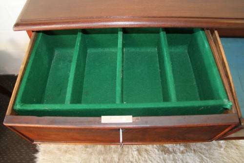 A stunning Teak cabinet with two drawers & two cupboards w/ large shelves - lovely in a home/ office