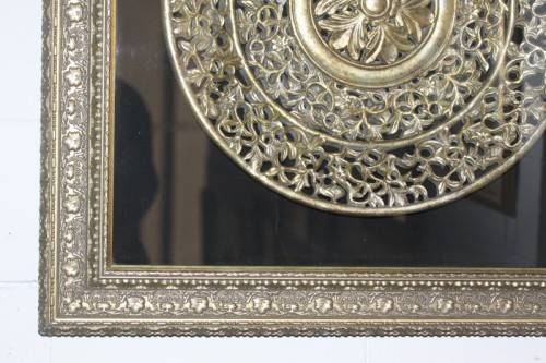 A superb large ornate box-framed traditional carved "Thai Lotus Flower" decorative wall carving