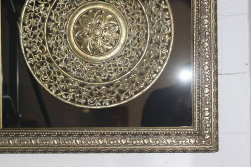 A superb large ornate box-framed traditional carved "Thai Lotus Flower" decorative wall carving