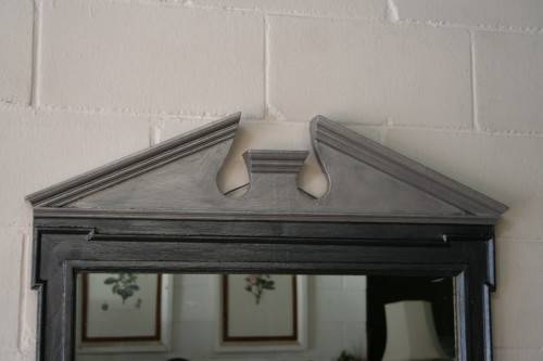 An amazing vintage solid wooden framed "Roman entrecoupe pediment gabled" two-tone wall mirror