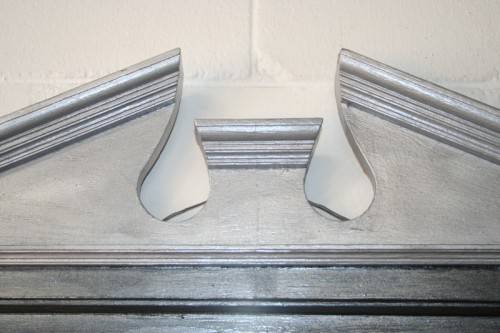 An amazing vintage solid wooden framed "Roman entrecoupe pediment gabled" two-tone wall mirror