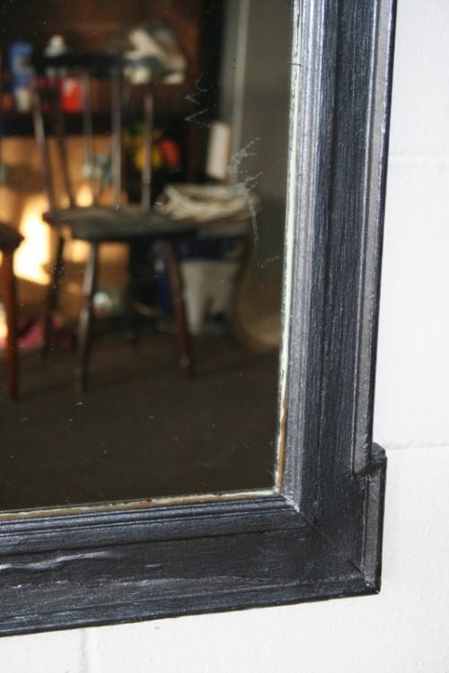 An amazing vintage solid wooden framed "Roman entrecoupe pediment gabled" two-tone wall mirror