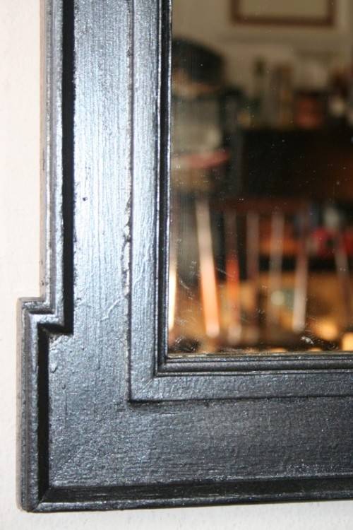 An amazing vintage solid wooden framed "Roman entrecoupe pediment gabled" two-tone wall mirror