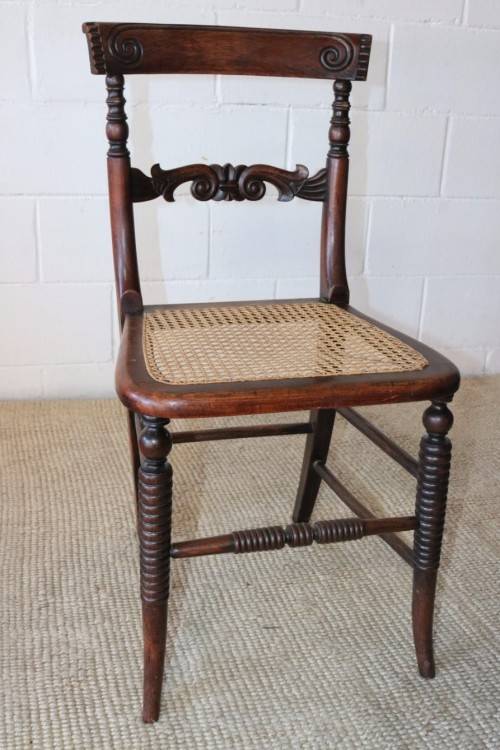 Four stunning antique wicker and oak dining chairs with spectacular carvings - price/chair