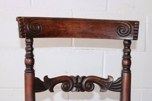 Four stunning antique wicker and oak dining chairs with spectacular carvings - price/chair