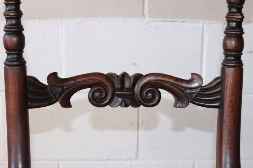 Four stunning antique wicker and oak dining chairs with spectacular carvings - price/chair