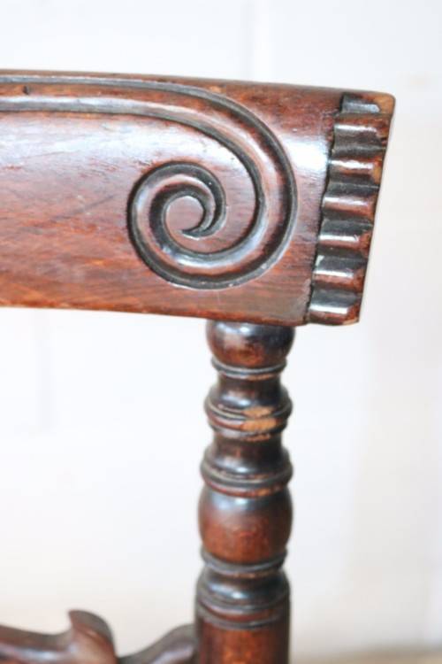 Four stunning antique wicker and oak dining chairs with spectacular carvings - price/chair