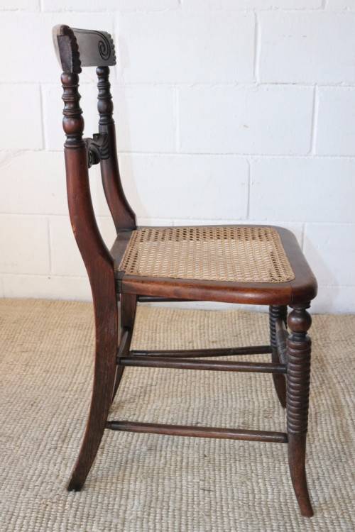 Four stunning antique wicker and oak dining chairs with spectacular carvings - price/chair