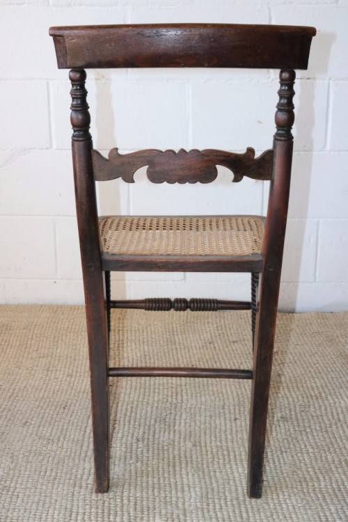 Four stunning antique wicker and oak dining chairs with spectacular carvings - price/chair