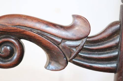 Four stunning antique wicker and oak dining chairs with spectacular carvings - price/chair