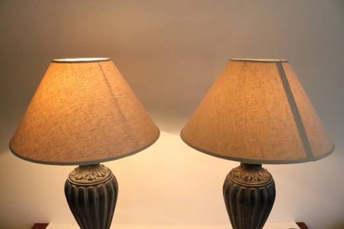 2x magnificent tall table lamps w/ gorgeous lampshades - amazing in your living room - price/lamp