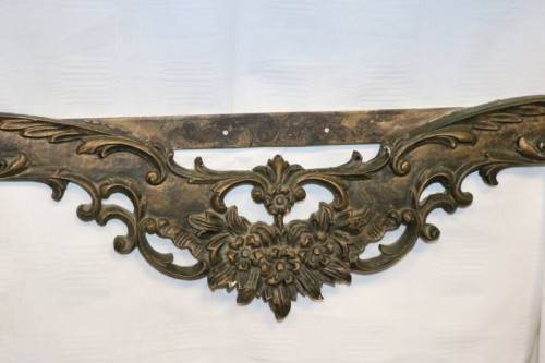 A fabulous antique wall mountable display shelf with amazing ormolu detailing and a glass top