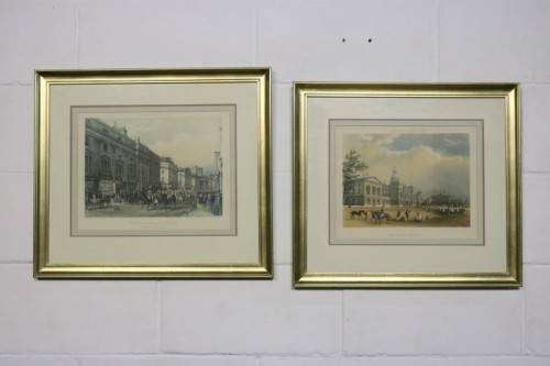 A pair of wonderful framed "The Horse Guards" and "View from Regent Street" prints - AAA