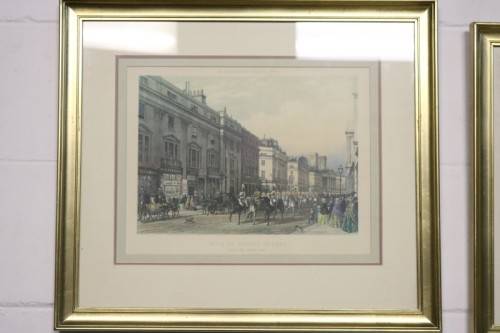 A pair of wonderful framed "The Horse Guards" and "View from Regent Street" prints - AAA