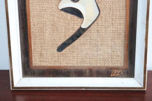 **RS17** Signed and framed "Lez Frizelle" African Siamese Cat hand enamelled artwork on copper