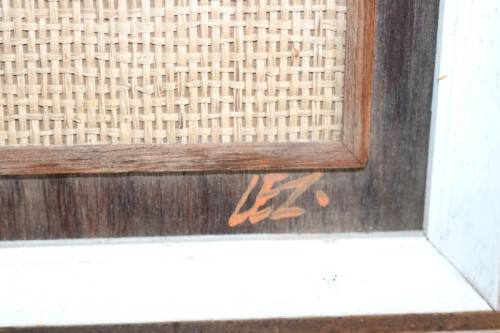 **RS17** Signed and framed "Lez Frizelle" African Siamese Cat hand enamelled artwork on copper
