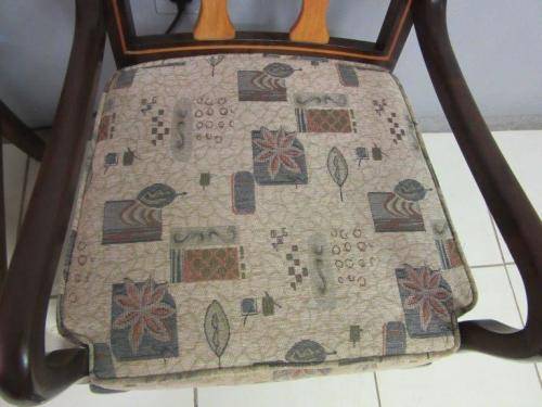 Two lovely vintage Imbuia ball & claw chairs w upholstered cushions in good condition - price/chair