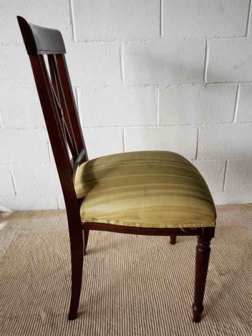 3x wonderful vintage Mahogany "cross back" dining chairs with beautiful upholstery - price/chair