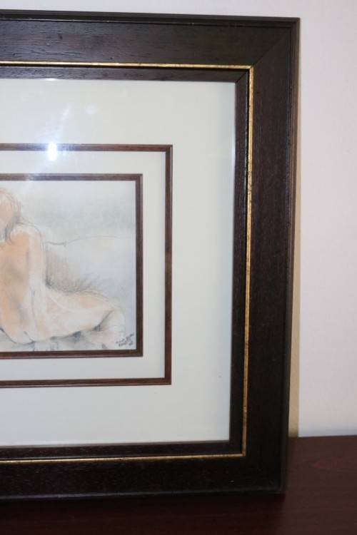A beautiful signed and framed original Fiona Rowett "Nude" pastel artwork - remarkable art - RS17AB