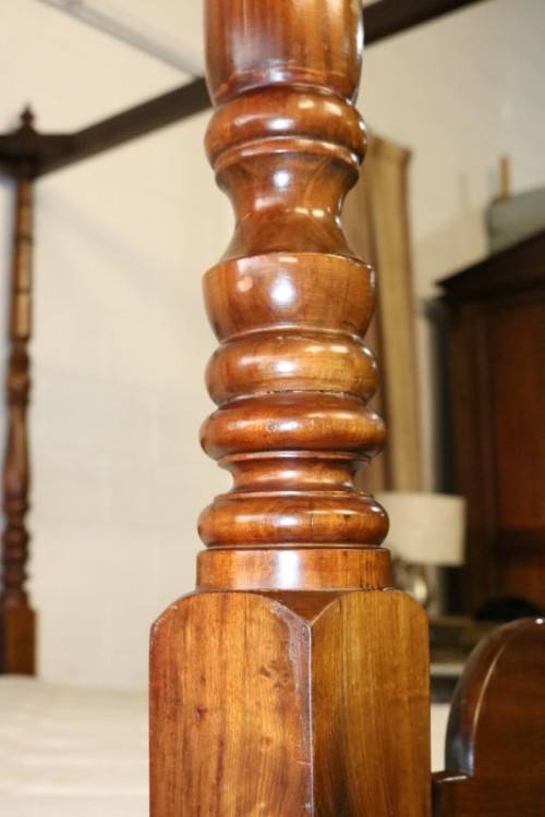 A spectacular Burmese Teak four-poster canopy double bed w mattress in amazing condition.RS17Bed