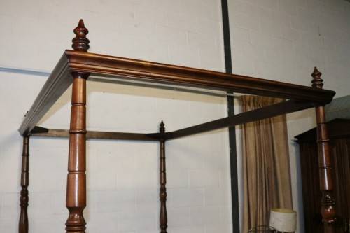 A spectacular Burmese Teak four-poster canopy double bed w mattress in amazing condition.RS17Bed