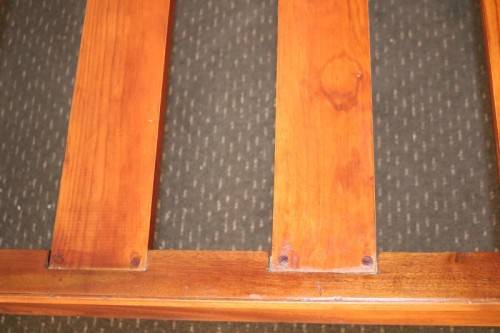 A spectacular Burmese Teak four-poster canopy double bed w mattress in amazing condition.RS17Bed