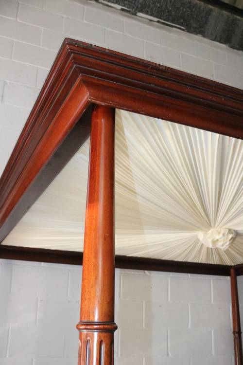 A luxurious solid Teak four-poster KING SIZE canopy bed w/ mattress in amazing condition!!RS17Bed