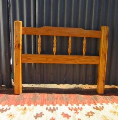 **RS17** Two natural pine spindle "single bed" size headboards in good condition. Bid/headboard