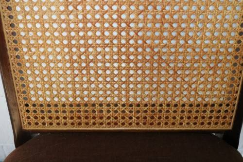 4x Fantastic vintage rattan-back & Imbuia dining chairs in great condition; price/chair - RS17Sale