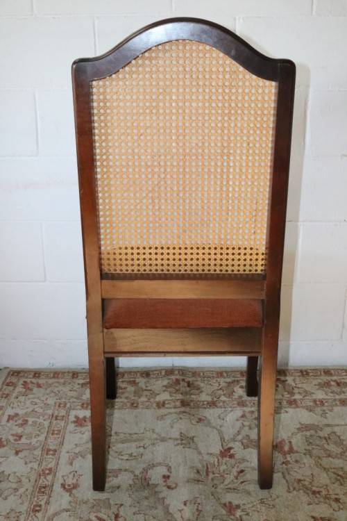 4x Fantastic vintage rattan-back & Imbuia dining chairs in great condition; price/chair - RS17Sale