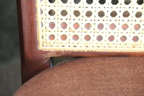 4x Fantastic vintage rattan-back & Imbuia dining chairs in great condition; price/chair - RS17Sale