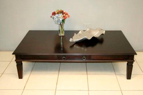 A beautifully made LARGE Indonesian Teak centre coffee table with gorgeous classic lines & a drawer