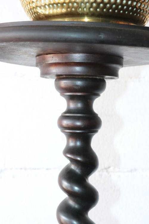An incredible antique Edwardian solid Imbuia pedestal stand with exquisite barley twist detailing
