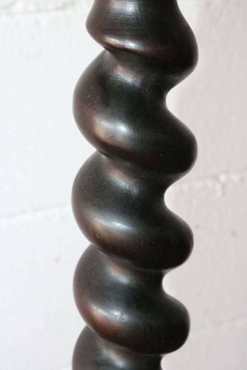 An incredible antique Edwardian solid Imbuia pedestal stand with exquisite barley twist detailing