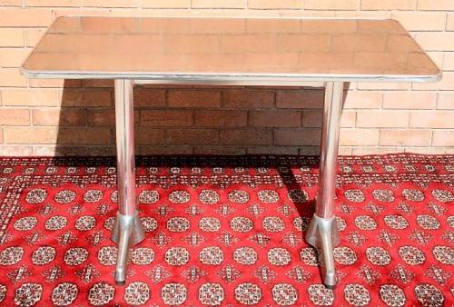 Wonderful polished aluminium outdoor all-weather patio table & 4x chair set in great condition - AAA