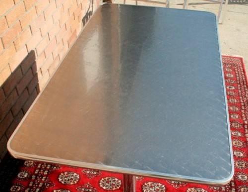 Wonderful polished aluminium outdoor all-weather patio table & 4x chair set in great condition - AAA
