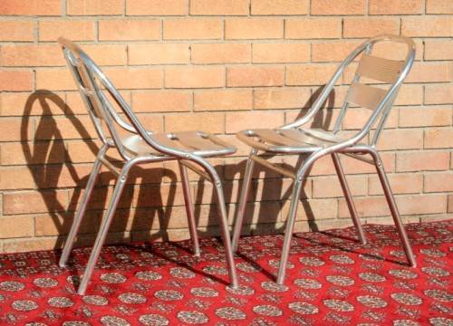Wonderful polished aluminium outdoor all-weather patio table & 4x chair set in great condition - AAA