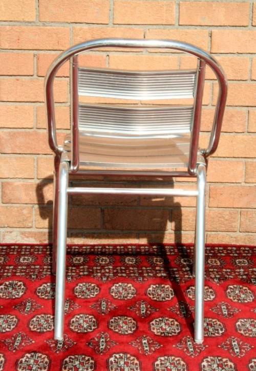 Wonderful polished aluminium outdoor all-weather patio table & 4x chair set in great condition - AAA