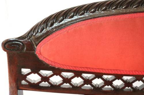 A fantastic antique Edwardian "duet parlour settee" couch w magnificent carved detailing - stunning!