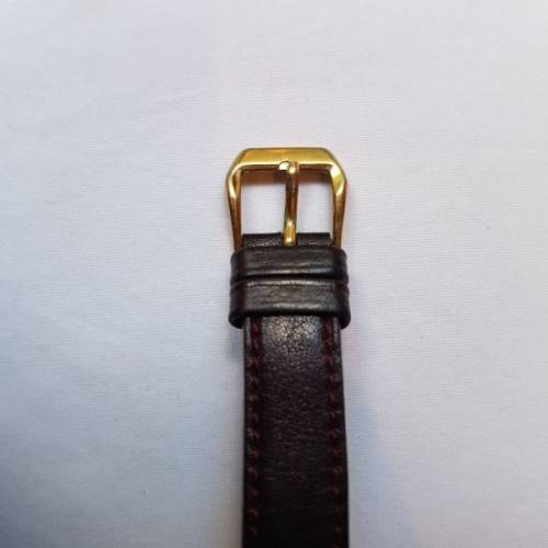An awesome vintage "Bulova Accutron" ladies gold plated wrist watch with a leather strap