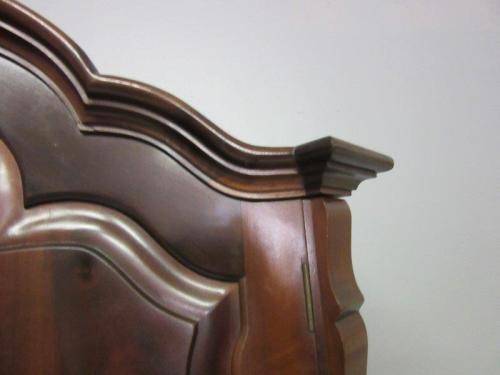 An amazing gabled double-door solid Imbuia ball & claw wardrobe w/ solid brass embellishments