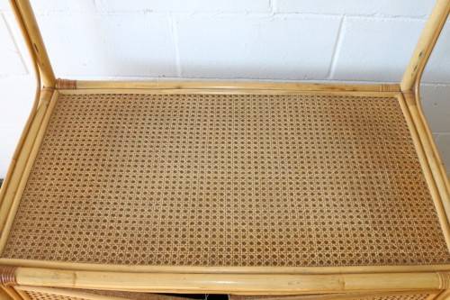 **RS17** A cane & wicker cabinet w/ glass shelf & two-door cupboard; great in a holiday home