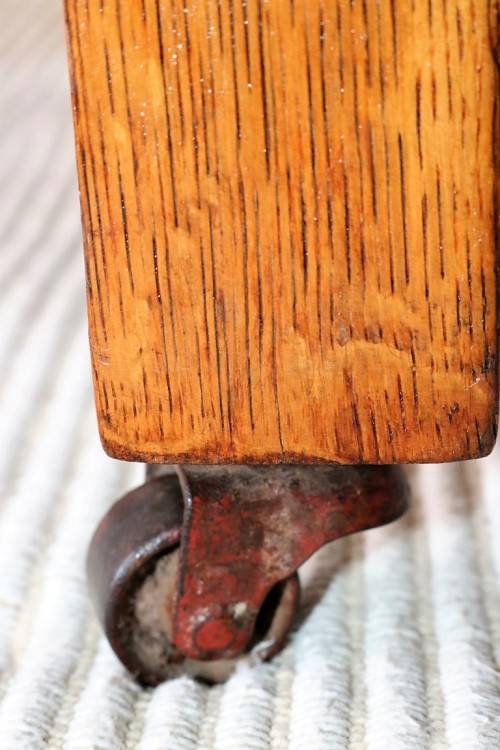 A wonderful vintage solid Oak wash stand with a black marble top and tiled splash back - stunning!