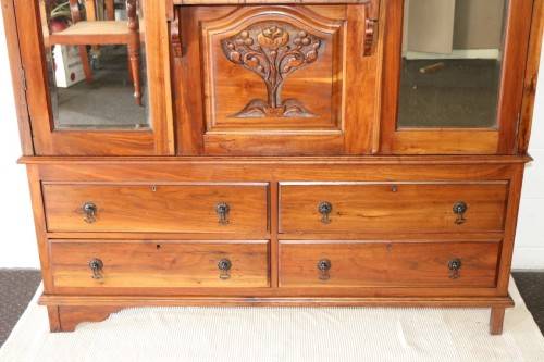**RS17** Exquisite rare Victorian hand carved Art Nouveau (c1890) large walnut "Armoire" wardrobe
