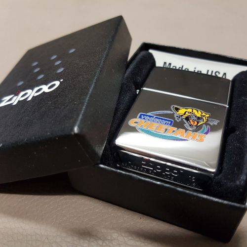 **RS17** A wonderful authentic Zippo "South African Rugby" CHEETAHS brushed chrome lighter