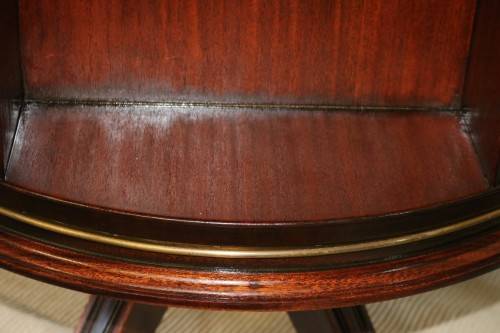 An superb Edwardian (c1910) Mahogany rotating bookcase w/ a solid marble top & marquetry inlays!!