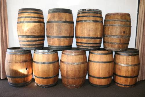 Original solid French Oak wine barrels with their original hoops in good condition!
